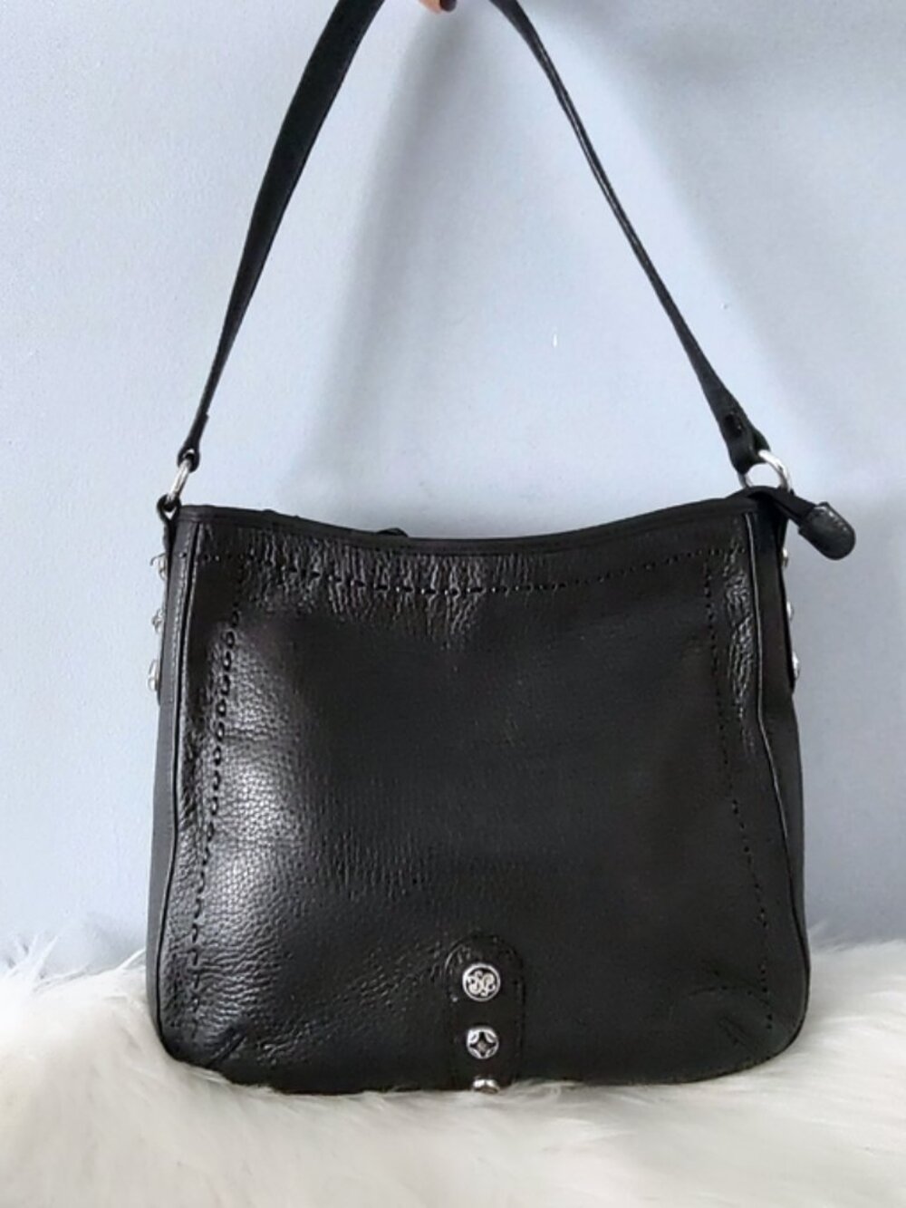 Brighton Collection leather scrollwork shoulder bag EUC